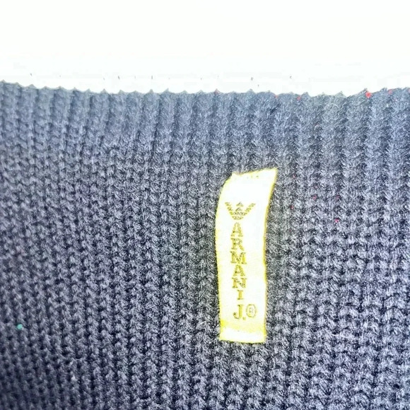 Armani Oversized Navy Colorblock Logo Sweater Made in Italy XL - Picture 4 of 11